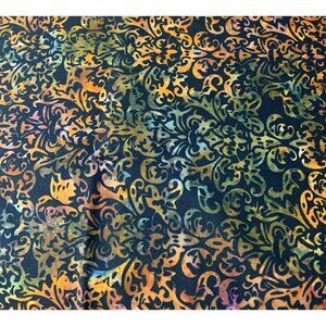 Colorful Batik Fabric 1/4 Yard Cotton with Swirling Floral Design 42" Wide
